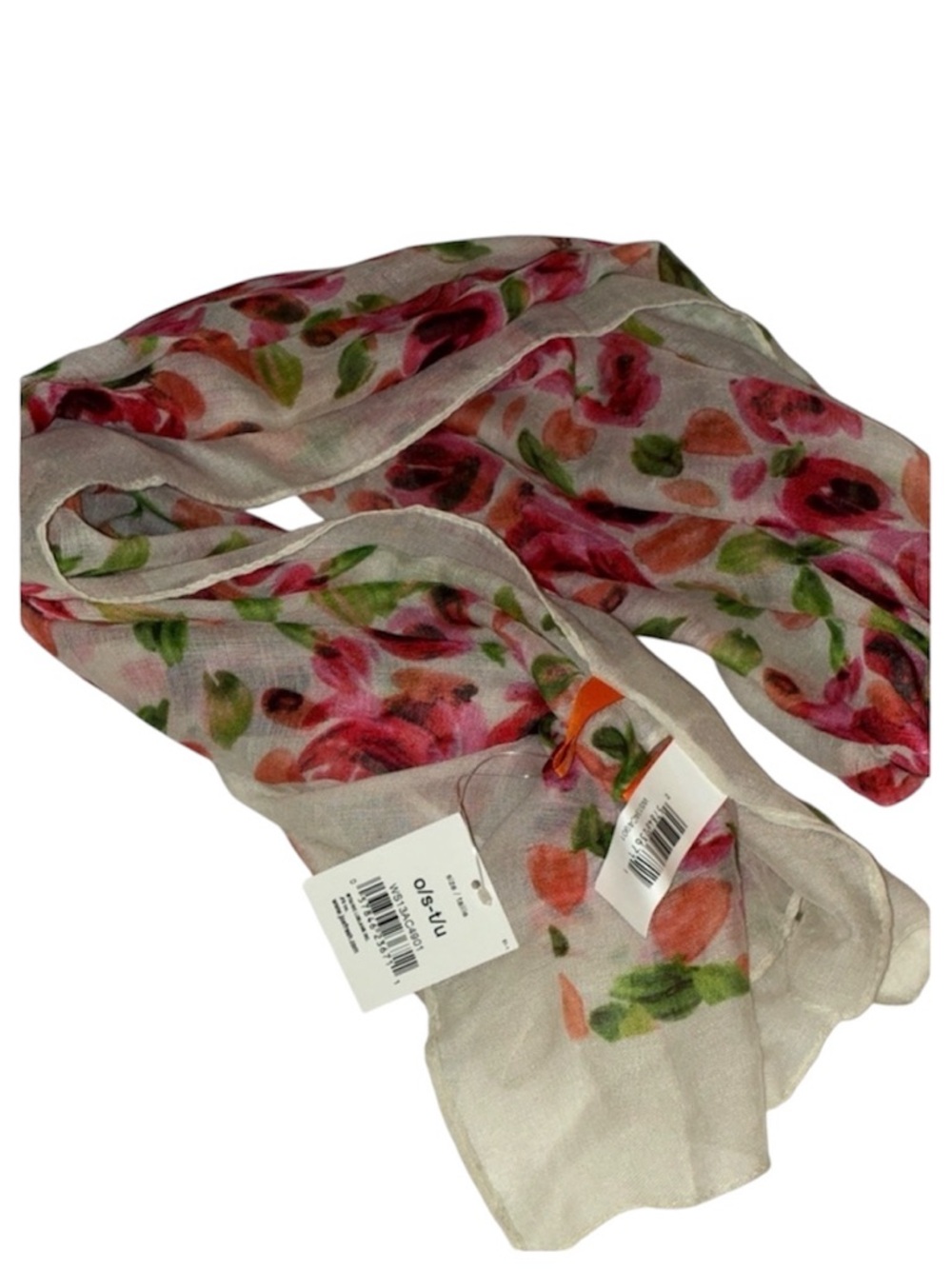 Joe Fresh Floral Scarf with Pink and Green Accents